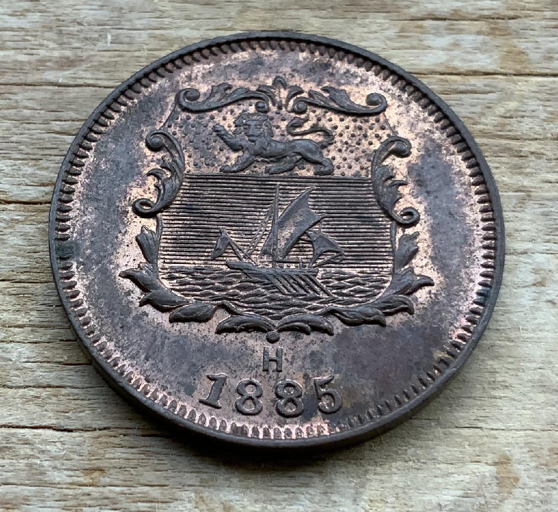 1885 British North Borneo half cent H Mintmark very high grade with original lustre coin C312